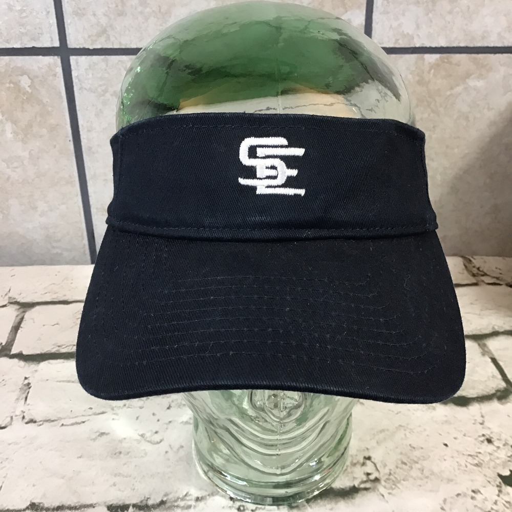 Pacific Headwear Hat Mens OSFA Adjustable SE Logo Black Sun Visor Golf Tennis